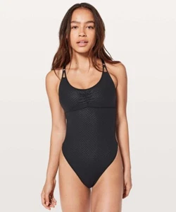 Lululemon The Easy Bodysuit NWT Size 4 MBEM Monochromic Black Dance Thong - Picture 1 of 7