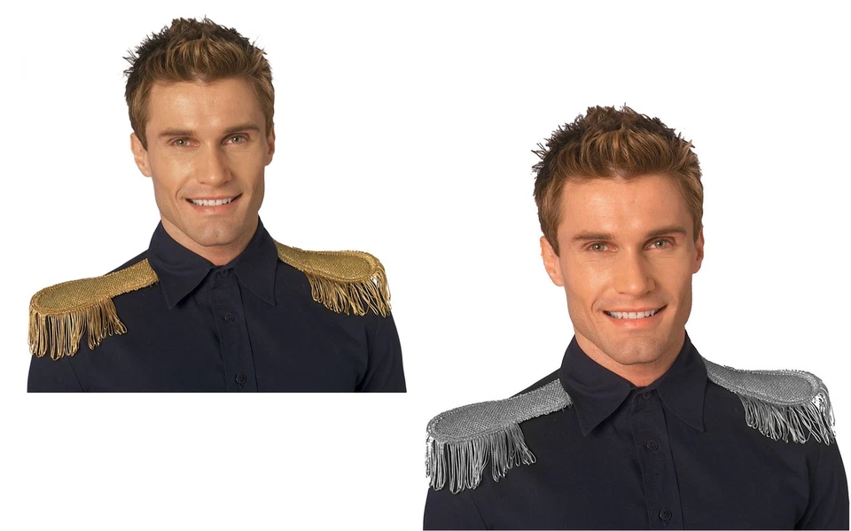 Disfraz de charreteras cosplay pirata steampunk dorado plateado flecos militares Foto 1 de 1