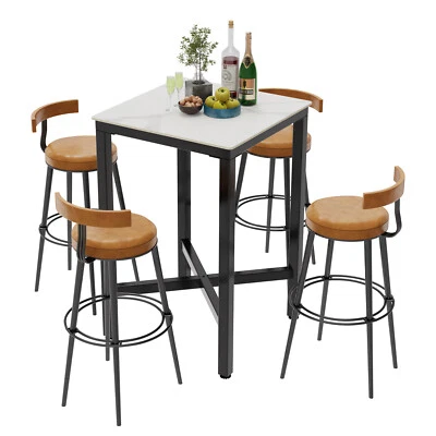 Mesa de bar de mármol real desayuno cocina comedor muebles moderno cuadrado alto Foto 1 de 4