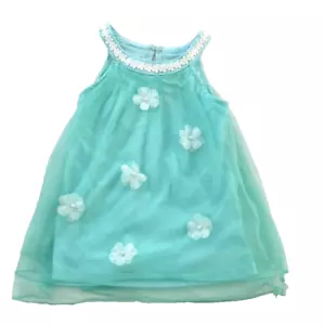 girl's toddler tulle dress size 2T mint sleeveless lining lace floral cotton - Picture 1 of 5