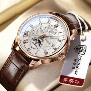 Herrenuhr Leder Wasserdicht Leuchtend Herren Quarz Armbanduhr Luxus Herrenuhren - Bild 1 von 1