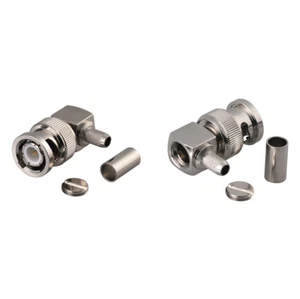 5-pack BNC Male Right Angle Crimp Connector for RG58 LMR-195 RG400 RG142 Cable - Picture 1 of 4