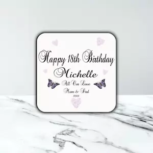 Hermoso Personalizado Feliz Cumpleaños Montaña Montaña Montaña Primaria 18 Mariposa Corazones Regalo - Imagen 1 de 1