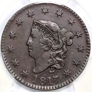 1817 1c N-6 13 Stars Matron Head Large Cent PCGS VF 35 - Picture 1 of 5