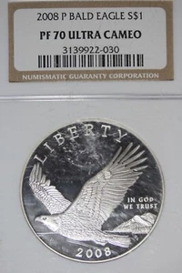 2008 P NGC BALD EAGLE PF70 ULTRA CAMEO DOLLAR #B49166 - Picture 1 of 2