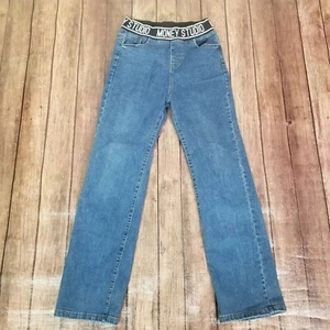 Money Studio Straight Leg Jeans Girls L Large Blue Medium Wash High Waist - Picture 1 of 7