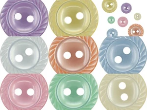 Mill Edged Buttons Children Baby 8 Pastel Colour  Sizes   11.5mm   14mm   16mm - Picture 1 of 19