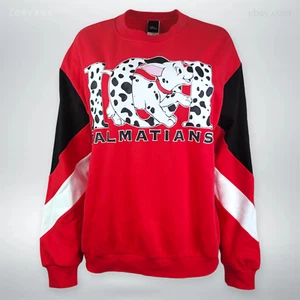 Disney 101 Dalmatians Crewneck Colorblock Red Sweatshirt Long Sleeves | M (46) - Picture 1 of 4