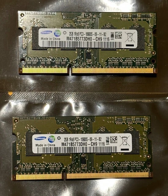 2 x Samsung 2GB (4GB) M471B5773DH0-CH9 PC3-10600 DDR3 1333 MHz SO-DIMM MacBook  - Image 1 of 1