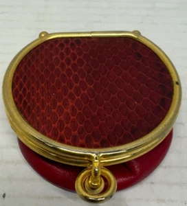 Vintage Snake skin jewelry Ring Trinket Gold box RED Expands Taiwan ROC Lined - Picture 1 of 8