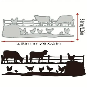 Cows Chicken Corral Farm Metal Dies Standard Thin 6" x 2" - Picture 1 of 1