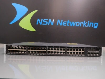 Cisco 3650 WS-C3650-48FQM-S 48-Port 4X10G Gigabit PoE+ Switch w/ Rack Ears - Image 1 of 4