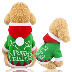 Adorable Cálido Mascota Pequeña Perro Ropa Sudadera Abrigo con Capucha Disfraz de Navidad Ropa de Invierno - Imagen 1 de 8