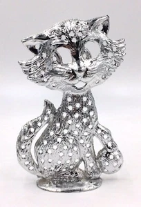 Vintage 60er Jahre Silber Katze Kätzchen mit Garnknäuel Turin Ohrringe Halter - Bild 1 von 8