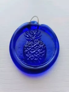 Cobalt Blue Pressed Glass Suncatcher Pineapple - Picture 1 of 3
