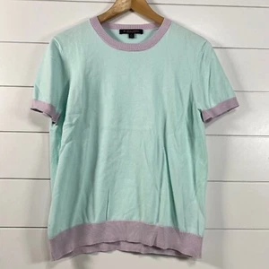 Brooks Brothers Womens 100% Supima Cotton Sweater L Contrast Trim Country Club - Picture 1 of 9