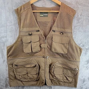 Outdoor Mesh Fly Fishing Vest Men L-XL Khaki Utility Cargo  - Picture 1 of 8