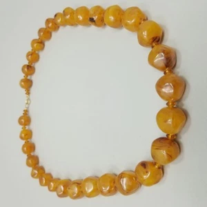 Vintage Orange Bead Necklace Graduated Chunky Plastic Honey Color 22 Inch Long - Picture 1 of 6