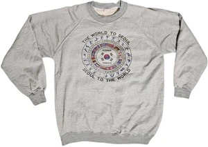 Sudadera De Colección Años 80 Juegos Olímpicos de Corea Mundo a Seúl Gris Ligera Adulto XL - Imagen 1 de 8