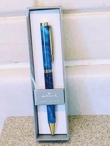 HALLMARK BLUE MARBLE BARREL STYLO PEN NEW IN BOX - Picture 1 of 4