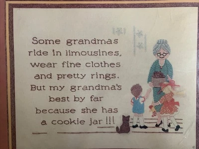 Tarro de galletas de abuela vintage kit crewel para principiantes puesta de sol nuevo en paquete 11x14 Foto 1 de 4