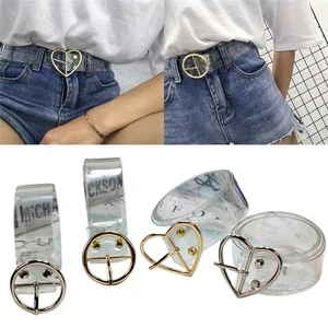Women Long Transparent Belt Heart Pin Buckle Waist Female Belt Waistband Gif LZ - Picture 1 of 14
