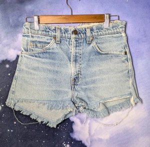 Vintage 70s Levi’s Orange Tab High Rise Cutoff Shorts Distressed Denim Size 28 - Picture 1 of 6