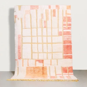 Boujaad 5x8 Abstract Rug Coral and Salmon Tones Luxury Modern Living Room Rug - Picture 1 of 8