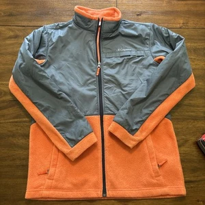 Columbia Fleece Jacket Boys Orange Gray Full Zip Softshell sz Youth XL - Picture 1 of 10