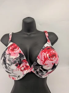 46C Cacique Bra Floral Lightly Lined Balconette Underwire Boost Plunge - Picture 1 of 9