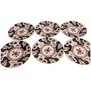 Juego de 6 Platos Royal Crown Derby Battersea Inglaterra Floral Cobalto Imari Almuerzo - Imagen 1 de 9