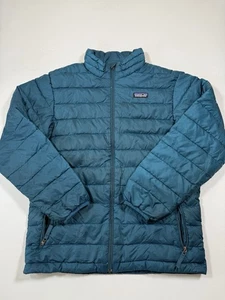Patagonia Puffer Jacket Kids Large Size 12 Blue Full Zip Down Sweater 68244 READ - Picture 1 of 12