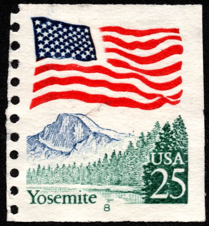 US Stamp Scott # 2280 Plate Number 8 Coil Single - 25 Cents Flag Over Yosemite - Image 1 of 1