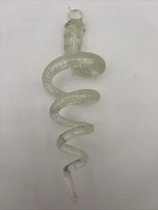Blown Glass Ornament Glows In Dark Spiral Corkscrew Twisted Icicle 7 Inches - Picture 1 of 2