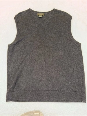 Eddie Bauer Mens Large Gray Sweater Vest V-neck Cotton Cashmere Blend Grandpa - Image 1 of 4