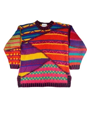 Vtg Knitted by Hand RARE KENJI Sweater Tunic OVER-SIZED Multi-Color Size Small - Image 1 of 4