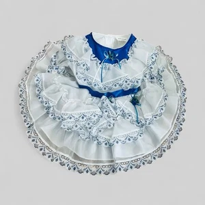 VTG Baby Girl Toddler Dress Frilly Ruffle Lace Full Circle Pageant 2T USA - Picture 1 of 4