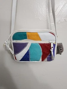 Crossbody Bag Womens Multicolor Pastel Abstract Patchwork Stitching Zipper S. - Picture 1 of 11