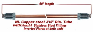 Línea de freno 3/16 Ni-Cobre 60" longitud-Ino inoxidable 10mx1.0 accesorios destello invertido - Imagen 1 de 2