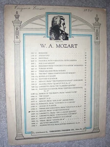1935 Minueto de DIVERTIMENTO en D Partituras Piano Solo por W.A. MOZART - Imagen 1 de 3