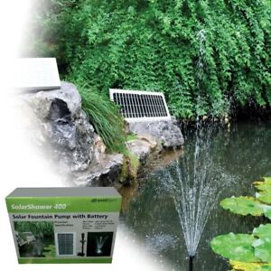 Solar fountain 400 litre medium with battery back up and LED light for night use
