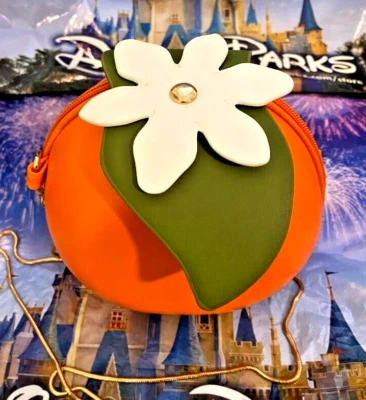 🍊 Cute Orange Blossom Crossbody Purse - Orange Fruit Shaped Purse on Gold Chain - Image 1 of 4