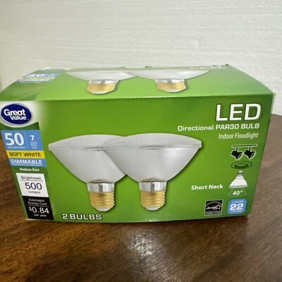 (2 bulbs) GE classic LED PAR30 Shortneck, 75 W Equivalent, Dimmable Soft White - Image 1 of 4