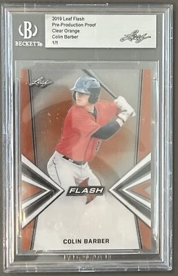 2019 Leaf Flash Beckett Colin Barber Clear Orange True 1/1 Production Proof BGS - Image 1 of 2