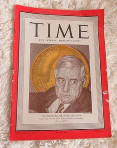 Vintage No Label WW II TIME Magazine January 13, 1941 Secretary Jesse Jones - Picture 1 of 7