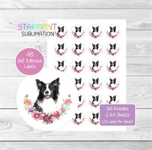 Border Collie Aufkleber/Etiketten für Umschlagsiegel/Partytaschen/Geschenke/Etikettierung Nr. 2 - Bild 1 von 1