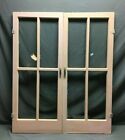 Pair Antique Shabby Cupboard Cabinet 4 Lite Doors Vintage Chic Pink Old 50-22B