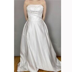 Maggie Sottero Wedding Dress Strapless Beaded Flawed Hemmed Classic Roses A-Line