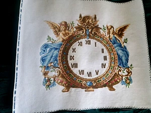 Finished Unframed Cross Stitch Picture Clock Angel Queen Gift - Picture 1 of 7