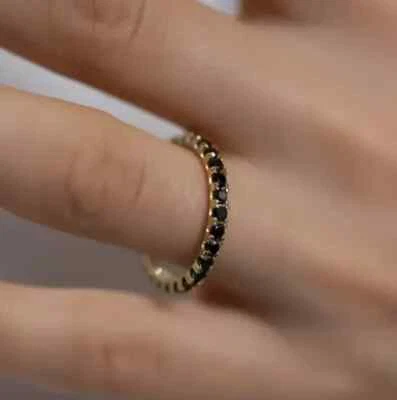 Full Eternity Band Ring 14K Yellow Gold Plated 2Ct Round Cut Lab Created Diamond - Image 1 of 4